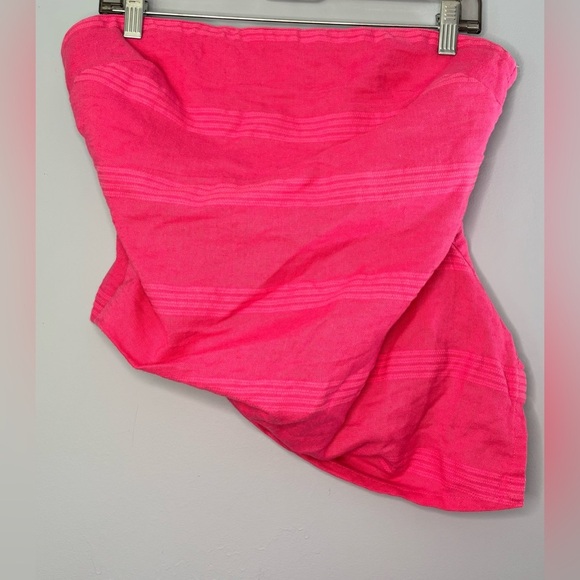 NEW Free People Good To Go Tube Top Pink Textured Smocked Removable Straps Large - Picture 1 of 5